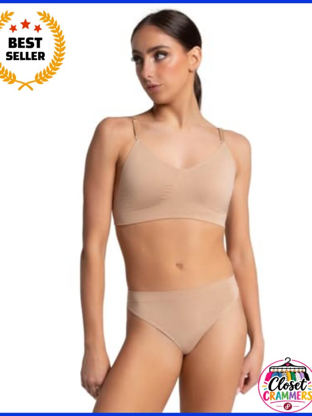 Seamless Clear Back Bra Transition Straps Demi Coverage Wire Free